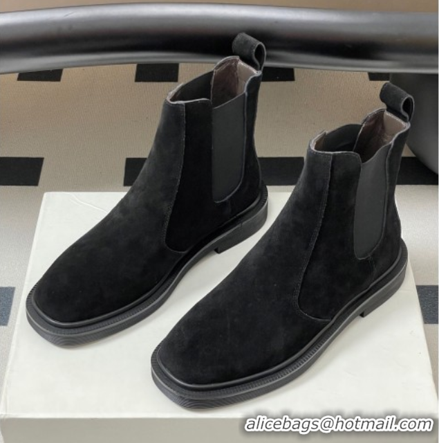 Good Quality The Row Suede Flat Ankle Boots TR082702 Black 2025