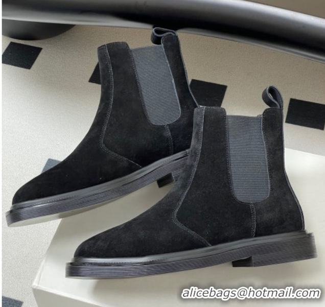 Good Quality The Row Suede Flat Ankle Boots TR082702 Black 2025