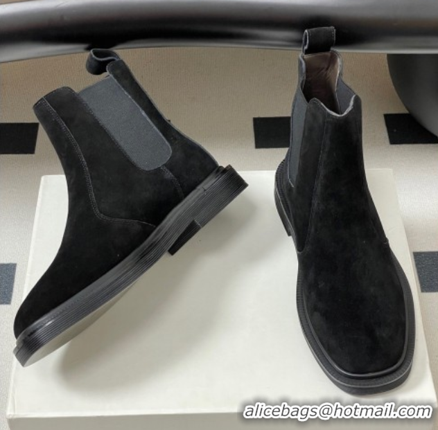 Good Quality The Row Suede Flat Ankle Boots TR082702 Black 2025