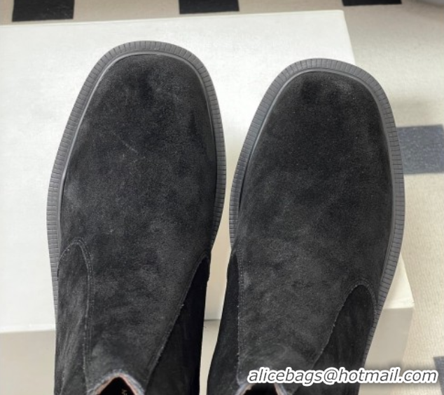 Good Quality The Row Suede Flat Ankle Boots TR082702 Black 2025