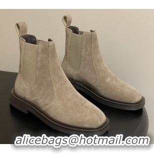 Charming The Row Suede Flat Ankle Boots TR082702 Beige 2025