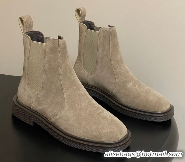 Charming The Row Suede Flat Ankle Boots TR082702 Beige 2025