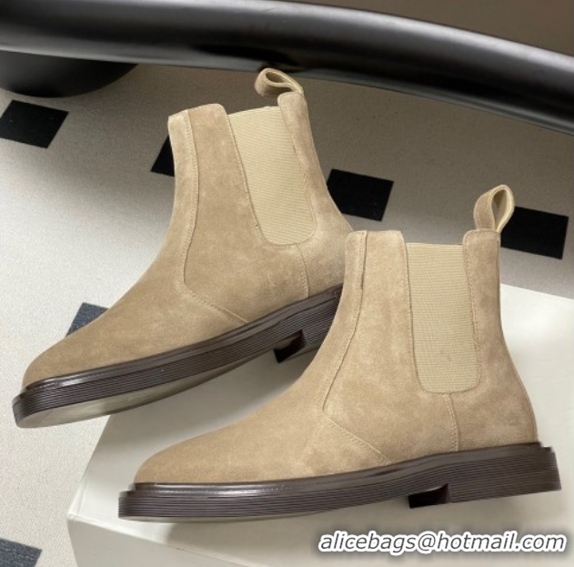 Charming The Row Suede Flat Ankle Boots TR082702 Beige 2025