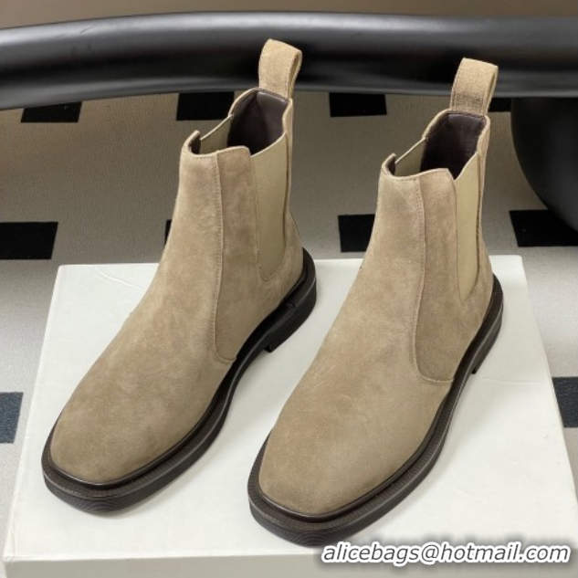 Charming The Row Suede Flat Ankle Boots TR082702 Beige 2025