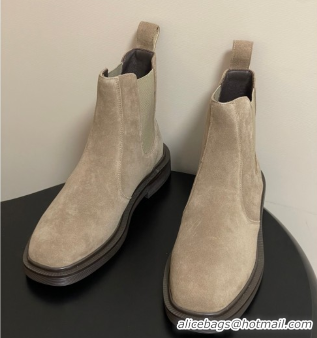 Charming The Row Suede Flat Ankle Boots TR082702 Beige 2025