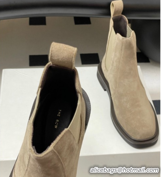 Charming The Row Suede Flat Ankle Boots TR082702 Beige 2025