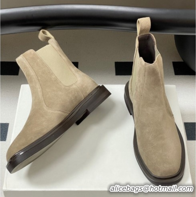 Charming The Row Suede Flat Ankle Boots TR082702 Beige 2025