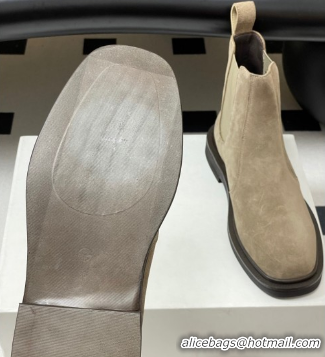 Charming The Row Suede Flat Ankle Boots TR082702 Beige 2025