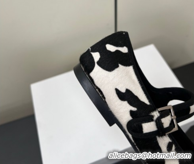 Stylish The Row Printed Mohair Mary Janes Ballet Flats White/Black TR082703