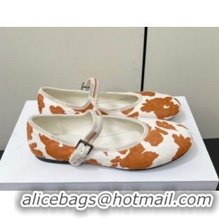 Durable The Row Printed Mohair Mary Janes Ballet Flats TR082703 White/Orange