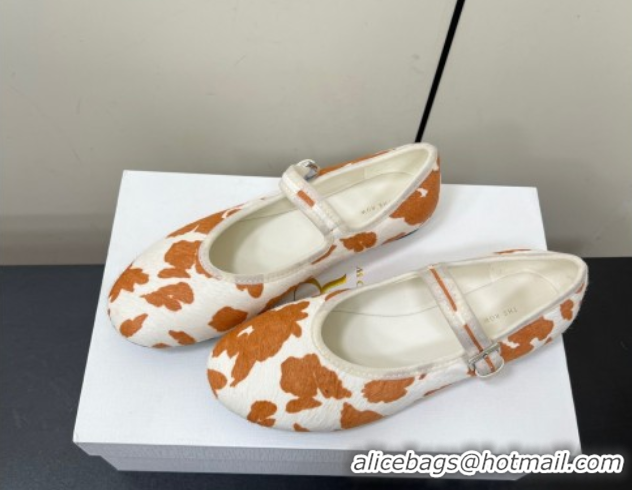 Durable The Row Printed Mohair Mary Janes Ballet Flats TR082703 White/Orange