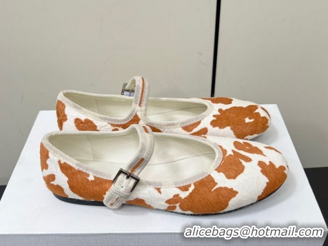 Durable The Row Printed Mohair Mary Janes Ballet Flats TR082703 White/Orange