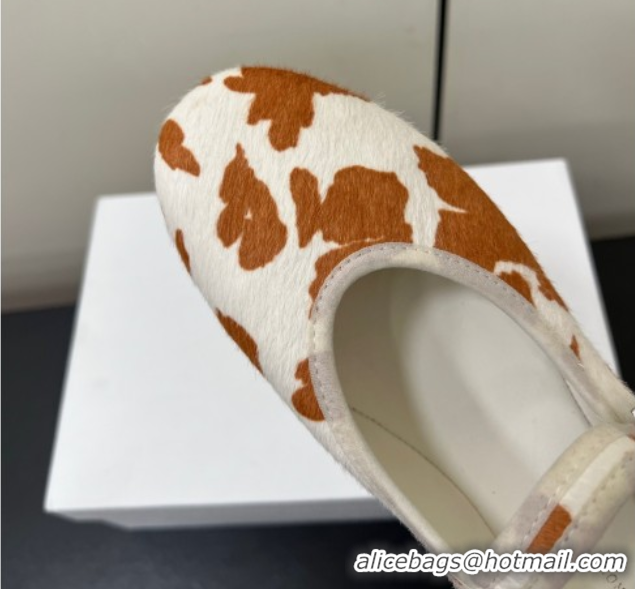 Durable The Row Printed Mohair Mary Janes Ballet Flats TR082703 White/Orange