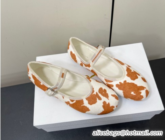 Durable The Row Printed Mohair Mary Janes Ballet Flats TR082703 White/Orange