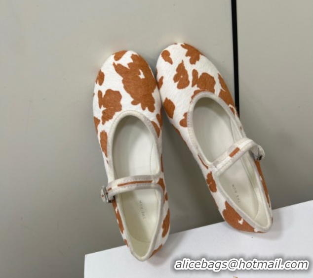 Durable The Row Printed Mohair Mary Janes Ballet Flats TR082703 White/Orange