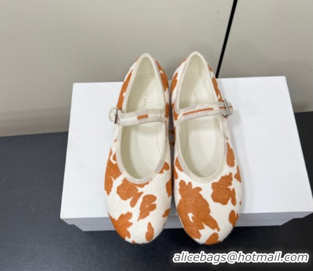Durable The Row Printed Mohair Mary Janes Ballet Flats TR082703 White/Orange