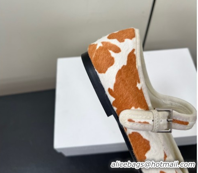 Durable The Row Printed Mohair Mary Janes Ballet Flats TR082703 White/Orange