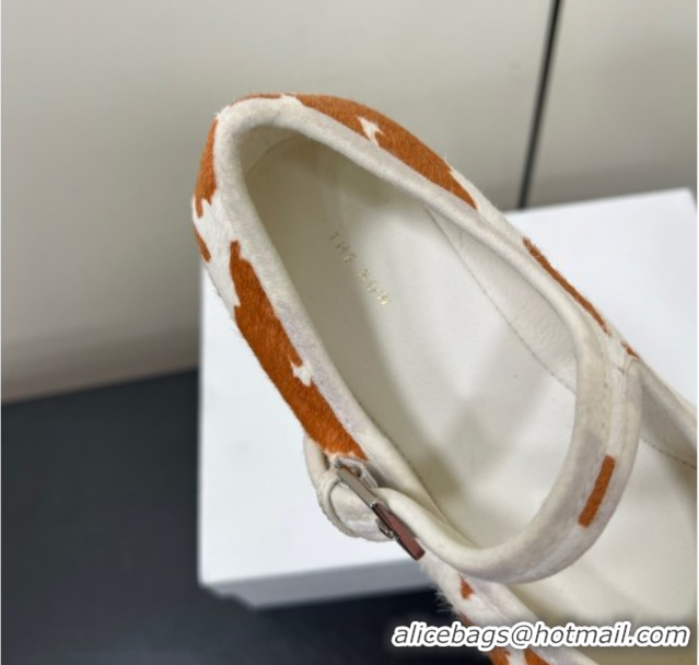 Durable The Row Printed Mohair Mary Janes Ballet Flats TR082703 White/Orange
