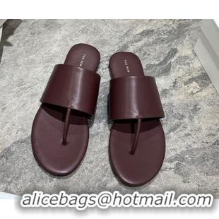 Best Product The Row Signum Flat Thong Slides Sandal in Calfskin TR082704 Dark Burgundy 2025