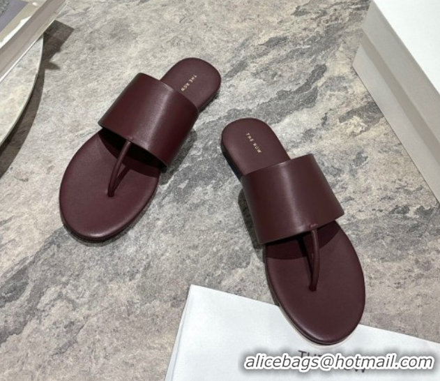 Best Product The Row Signum Flat Thong Slides Sandal in Calfskin TR082704 Dark Burgundy 2025