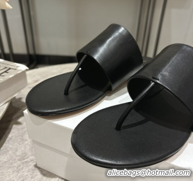 Hot Style The Row Signum Flat Thong Slides Sandal in Calfskin TR082704 Black 2025
