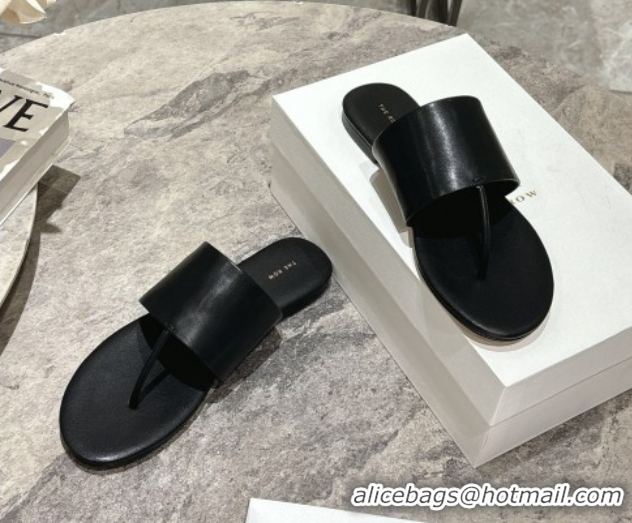 Hot Style The Row Signum Flat Thong Slides Sandal in Calfskin TR082704 Black 2025
