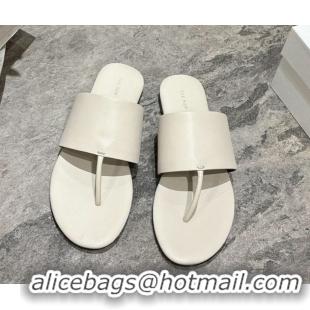 Popular Style The Row Signum Flat Thong Slides Sandal in Calfskin TR082704 White 2025
