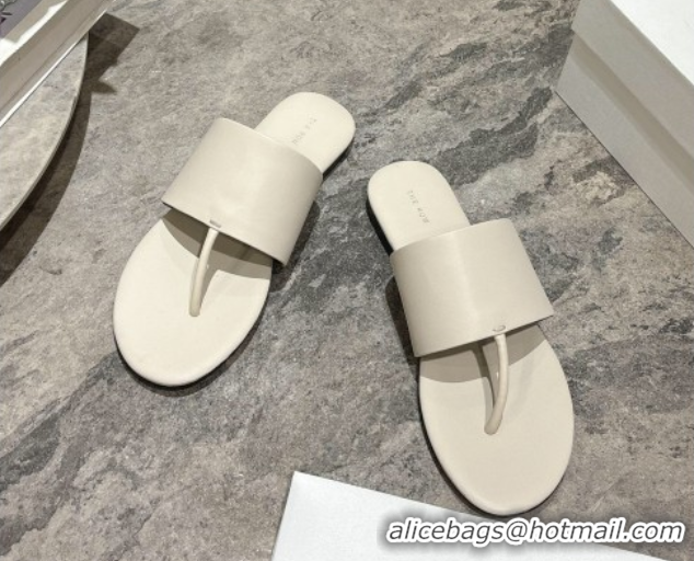 Popular Style The Row Signum Flat Thong Slides Sandal in Calfskin TR082704 White 2025