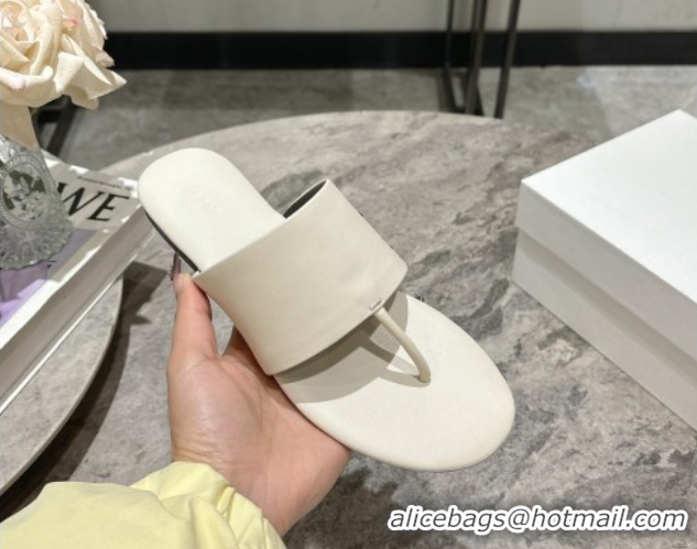 Popular Style The Row Signum Flat Thong Slides Sandal in Calfskin TR082704 White 2025