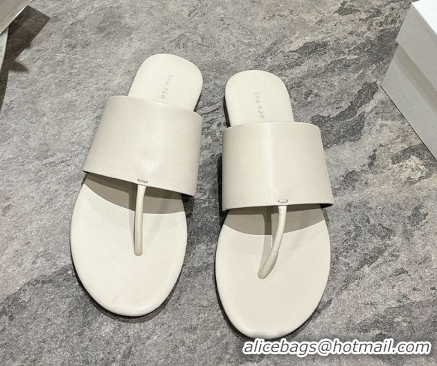 Popular Style The Row Signum Flat Thong Slides Sandal in Calfskin TR082704 White 2025