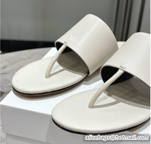 Popular Style The Row Signum Flat Thong Slides Sandal in Calfskin TR082704 White 2025