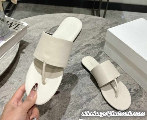 Popular Style The Row Signum Flat Thong Slides Sandal in Calfskin TR082704 White 2025
