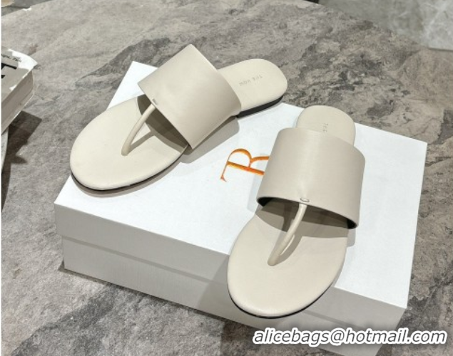 Popular Style The Row Signum Flat Thong Slides Sandal in Calfskin TR082704 White 2025