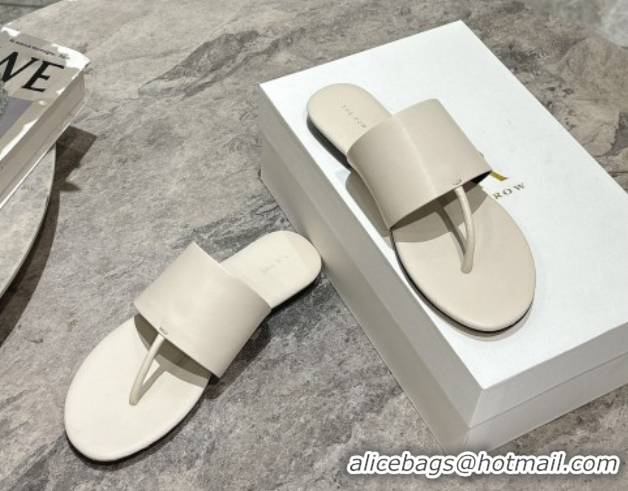 Popular Style The Row Signum Flat Thong Slides Sandal in Calfskin TR082704 White 2025