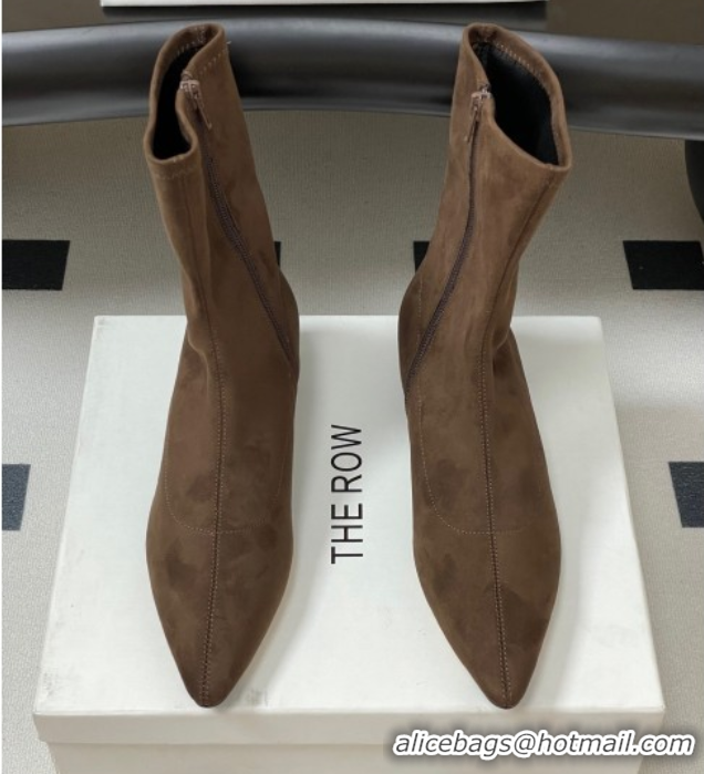 Luxury Cheap The Row Liisa Kitten Ankle Boot 3cm in Suede Brown 1028059 2025