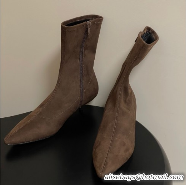 Luxury Cheap The Row Liisa Kitten Ankle Boot 3cm in Suede Brown 1028059 2025