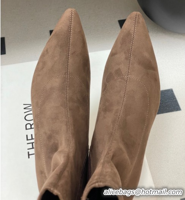 Luxury Cheap The Row Liisa Kitten Ankle Boot 3cm in Suede Brown 1028059 2025