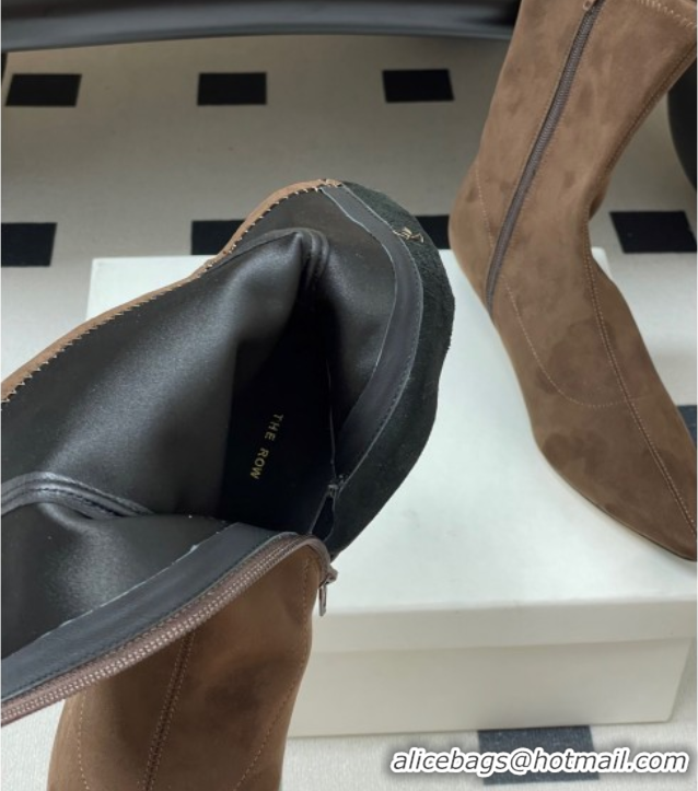 Luxury Cheap The Row Liisa Kitten Ankle Boot 3cm in Suede Brown 1028059 2025