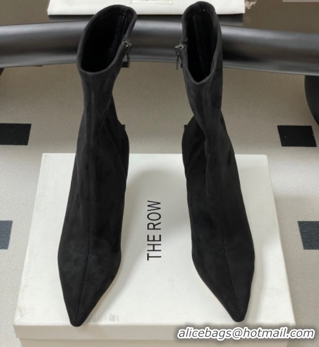 Shop Duplicate The Row Liisa Kitten Ankle Boot 8.5cm in Suede Black 1028054