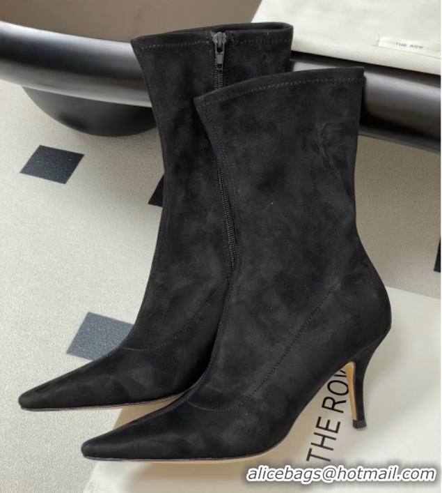 Shop Duplicate The Row Liisa Kitten Ankle Boot 8.5cm in Suede Black 1028054