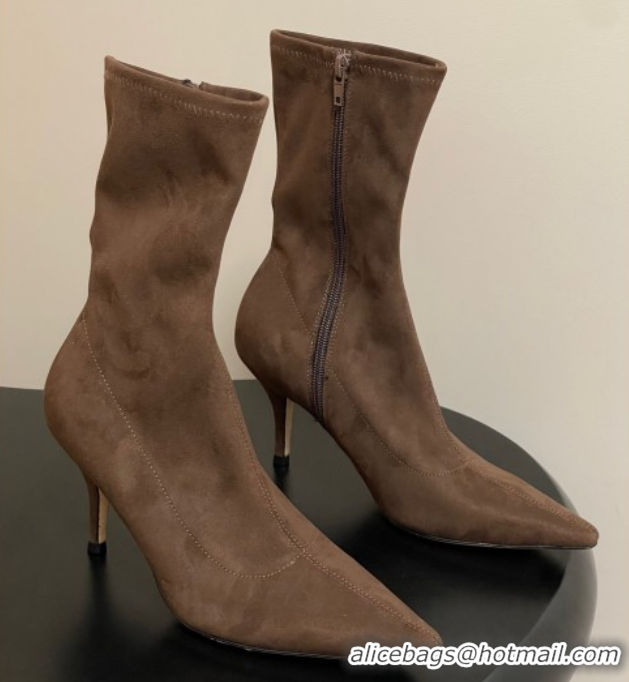 Big Discount The Row Liisa Kitten Ankle Boot 8.5cm in Suede Brown 1028055