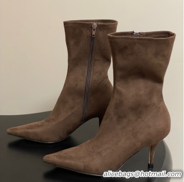 Big Discount The Row Liisa Kitten Ankle Boot 8.5cm in Suede Brown 1028055
