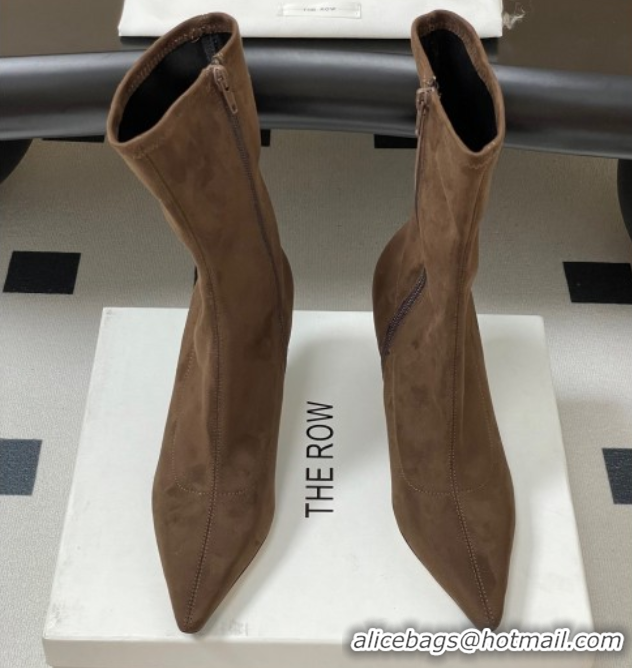 Big Discount The Row Liisa Kitten Ankle Boot 8.5cm in Suede Brown 1028055