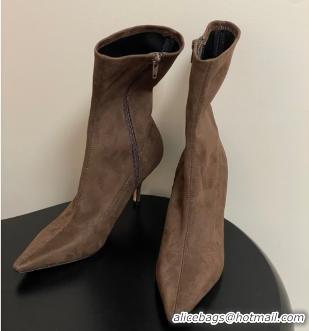 Big Discount The Row Liisa Kitten Ankle Boot 8.5cm in Suede Brown 1028055