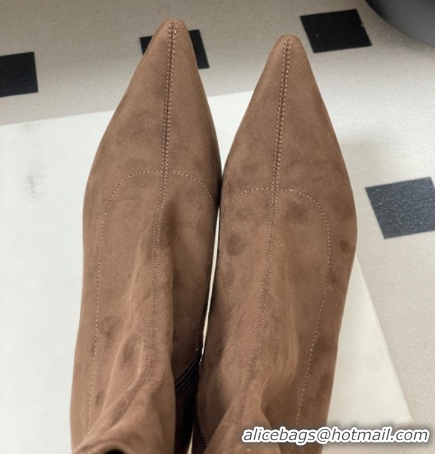 Big Discount The Row Liisa Kitten Ankle Boot 8.5cm in Suede Brown 1028055