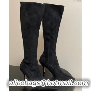 Grade The Row Liisa Kitten High Boot 8.5cm in Suede Black 1028056
