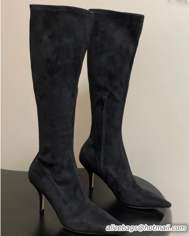 Grade The Row Liisa Kitten High Boot 8.5cm in Suede Black 1028056