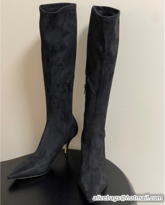 Grade The Row Liisa Kitten High Boot 8.5cm in Suede Black 1028056