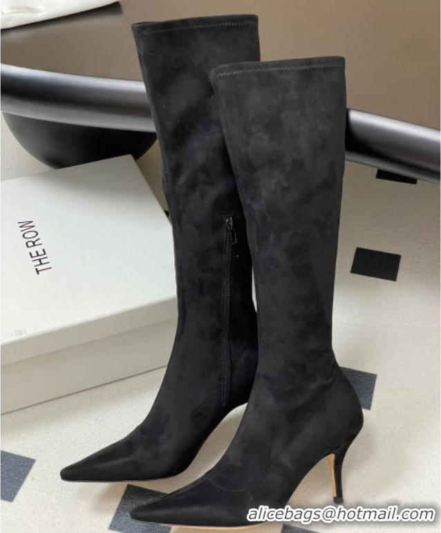Grade The Row Liisa Kitten High Boot 8.5cm in Suede Black 1028056