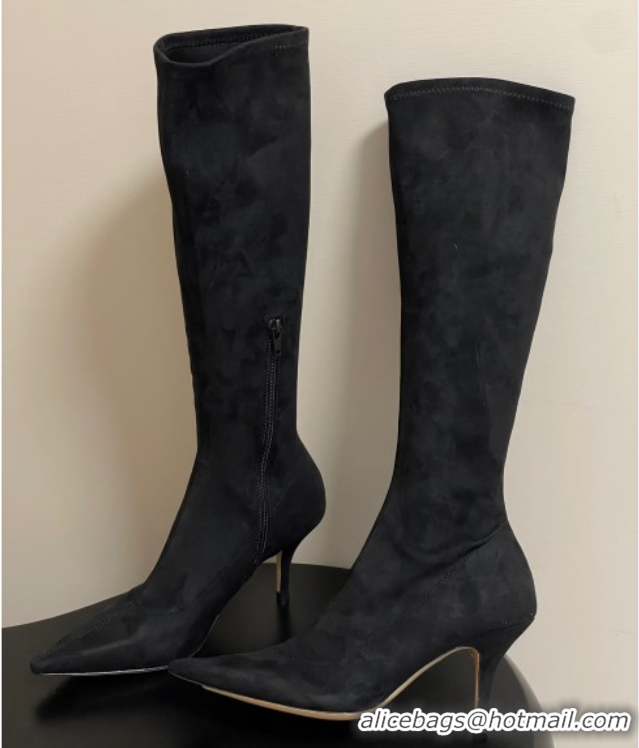 Grade The Row Liisa Kitten High Boot 8.5cm in Suede Black 1028056
